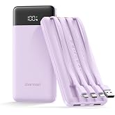 charmast Portable Charger Fast Charging,Built-in 4 Cables,6 Outs &amp; 4 Inputs | 22.5W 10000 mAh Power Bank USB C Battery Pack Charge 6 Devices at Once,compatible with iPhone,iPad,Samsung,Travel Essential