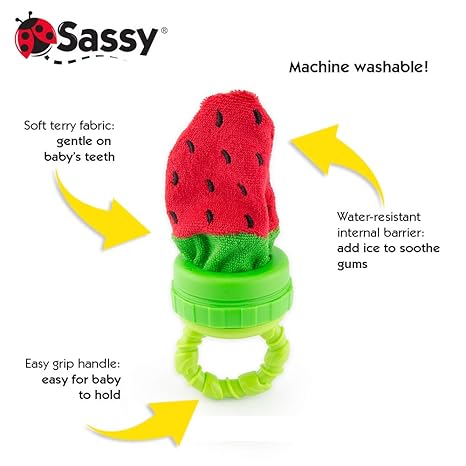 sassy strawberry terry teether