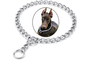 Chain Choke Collar for Dogs, Metal Slip Link Training Heavy Duty Dog Choker Collar Martingale for Medium Large Dogs