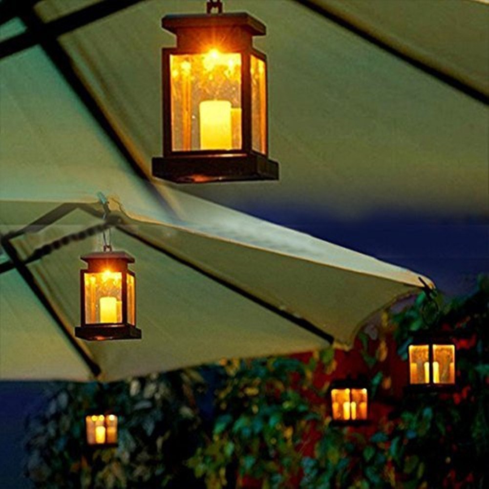 Meio Solar Mission Lantern, Hanging Solar Lantern,Solar Powered Waterproof Hanging Umbrella Lantern Candle Lights, Lighting & Decoration(4 Pack)