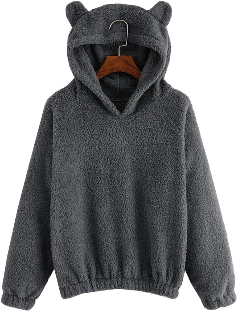 Damen Fleece Hoodie Mit Bärenohren - Winter Kapuzenpullover Warm & Gemütlich