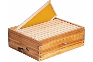 MAYBEE 10-Frame Beehive Box Langstroth Medium Super Bee Box for Sale Wax Coated Bee Hives Includes Wooden Frames & Waxed Foundations (Unassembled)