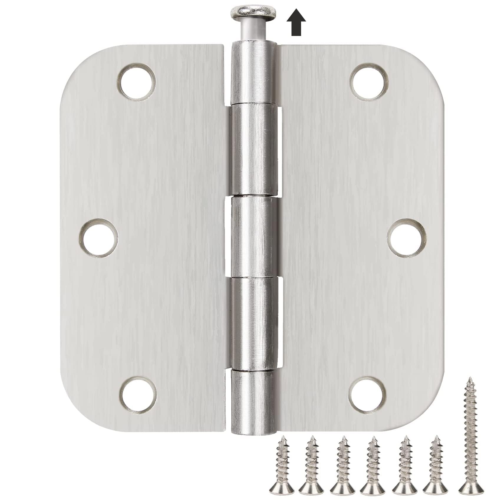 Photo 1 of 30 Pack Satin Nickle Door Hinges Brushed 3.5 Inch Interior Rounded 5/8" Radius 3-1/2" Flat Iron Hinge Hardware House Bifold Table Farmhouse Bedroom Office Living Room Decor 3½" Accessories for Doors