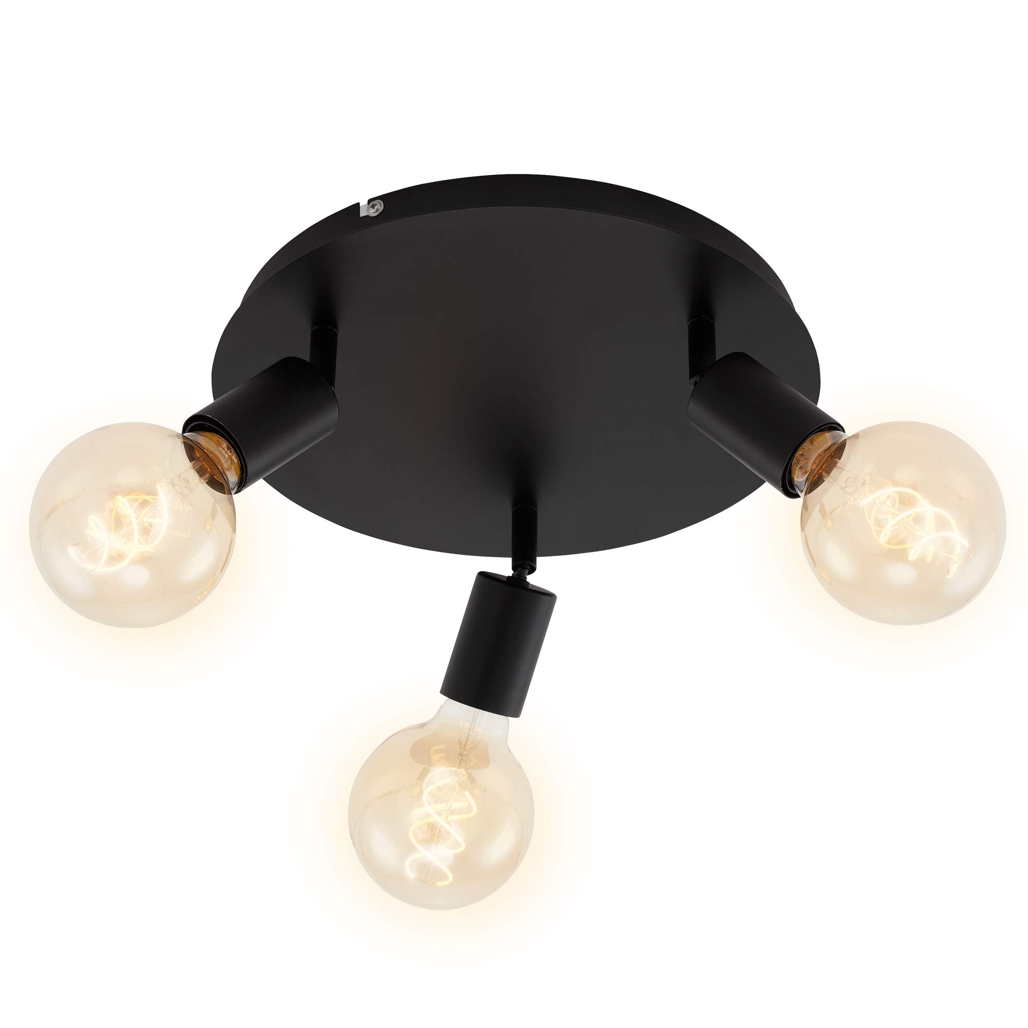 BRILONER Leuchten Spotlight, Triple Ceiling Light, Retro/Vintage, swiveling and Rotating spotlights, 3X E27, max. 60W, Metal, Black, Ø 30cm