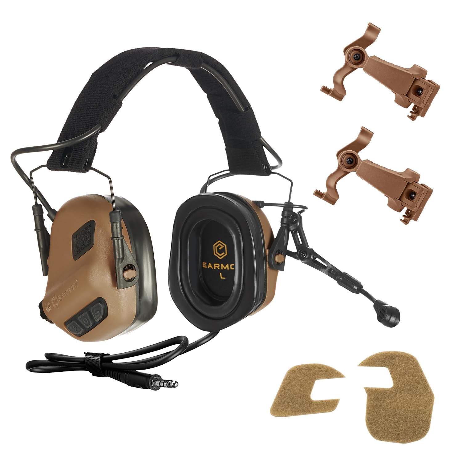 Photo 1 of EARMOR M32X PLUS Military Headset Electronic Earmuffs for Shooting with MIC, Nato TP120 & U-174 Connector and ARC Rail Helmet Adapters, Ear Muffs for Noise Reduction with 5X Sound Amplification