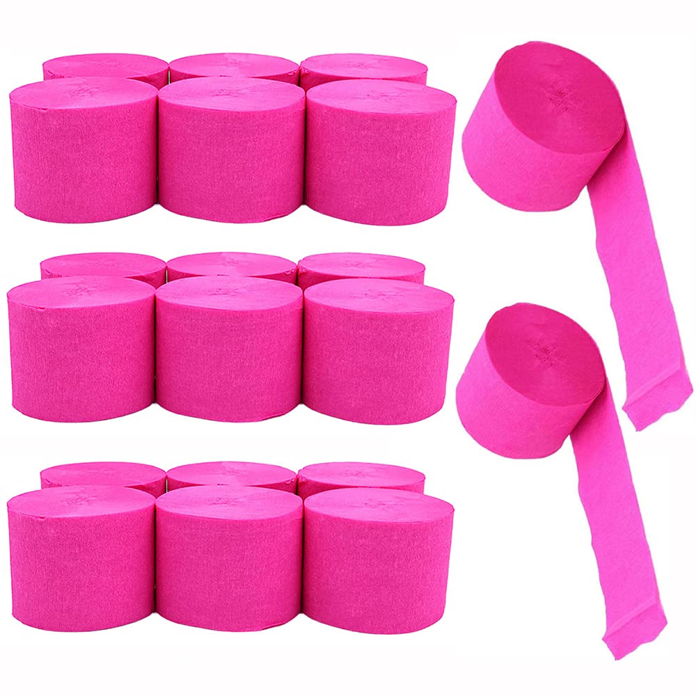 ANCLLO 20 Rolls 3.5cm x 10m Crepe Paper Party Streamers, Streamers Backdrop Hanging Decorations for Birthday Party, Wedding and Festival Decorations, Pink