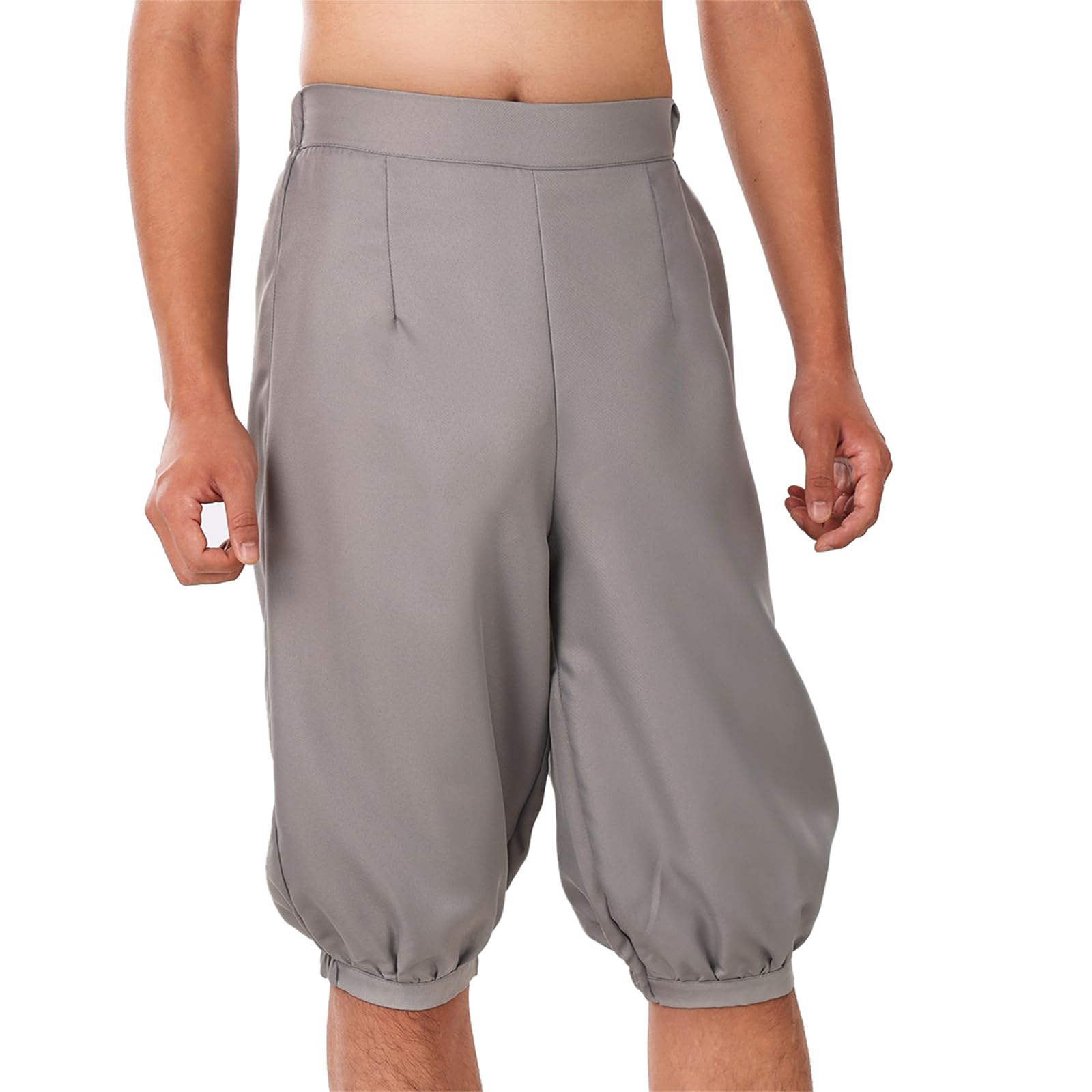 BLESSUME Vintage Trousers Men Viking Pants Fancy Costume (M,Grey)