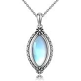 OUTANG Moonstone Necklace for Women 925 Sterling Silver Marquise Shape Moonstone Pendant Ladies Jewelry Gifts
