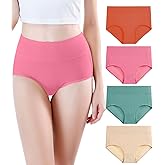 wirarpa Women's Modal Underwear Soft High Waist Briefs Ladies Panties 4 Pack