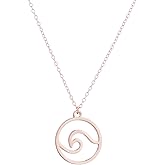 QIAN0813 Stainless Steel Wave Necklace Pendant Beach Nautical Surfer Jewelry for Women Round Ocean Wave Choker