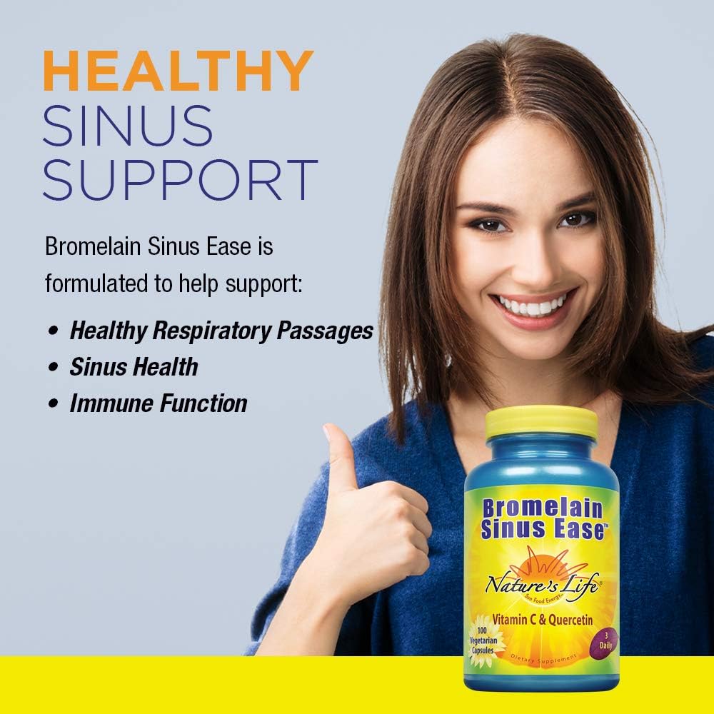 Nature's Life Bromelain Sinus Ease, 1200 Mg, 100 Capsules: Health & Personal Care
