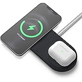elago 2 in 1 Wireless Charger Stand, Charging Station Designed for MagSafe, Compatible with iPhone 16/15/14/13/12, AirPods Pro/Pro2 & AirPods 3, 4 – [Black] [Charging Cable Not Included]