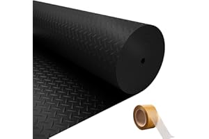 7.5x20 FT PVC Rubber Garage Floor Mat Roll, Heavy-Duty Anti-Slip Diamond Pattern, Thick Commercial Grade Protective Flooring 