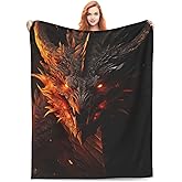 amepay Horror Fire Dragon Blanket Gifts for Adults Boys Flannel Throw Blankets Soft Comfy Lightweight for Home Decor Couch Bed Sofa 60x50 Inches