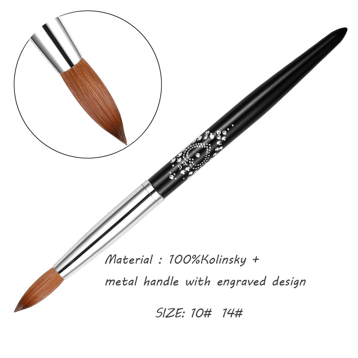 Esung 100 kolinsky acrylic nail brush size 10 size 14