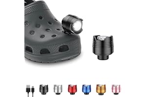 CUYLERAZM Rechargeable Headlights for Clog 2PCS, Flashlight Clog Charm Attachment Accessories for Shoes with 3 Light Modes for Dog Walking, Camping, Running, Suitable for Adults Kids Boys Girls Men Women