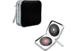 WINUERK 48 Capacity Hard Plastic DVD Case, Portable Zipper CD Case Holder, Universal Protective DVD Storage Zipper Box