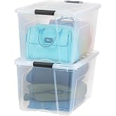 IRIS USA 2-Pack 72 Quart Storage Bins with Lids | Transparent design makes contents easy to find. Perfect for moving, blankets, clothing, and garage storage. Nestable design