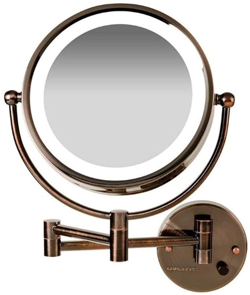 OVENTE 9" Lighted Wall Mount Makeup Mirror 1X/ 7X Magnification