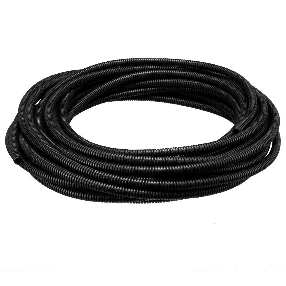 sourcingmap 16 M 6.5 x 10 mm PP Flexible Corrugated Conduit Tube for Garden,Office Black, 16m / 52ft Length