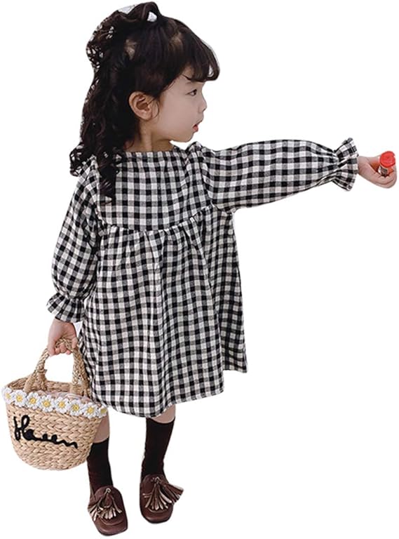 Amazon Jinpingキッズ ガールズ ワンピース 長袖 春秋 チェック柄 かわいい 女の子 通園 通学 韓国ファッション ゆったり カジュアル フォーマル 発表会 ワンピース チュニック 通販