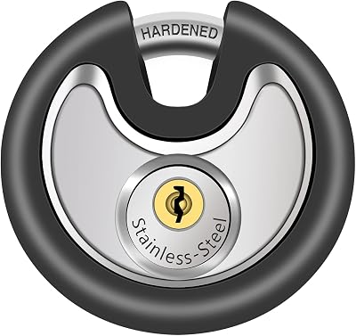 DAYGOS 70mm Stainless Disc Padlock with 3 Keys Weatherproof Heavy Duty