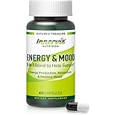 Caffeine Free Natural Energy Boost with Ashwagandha, Maca &amp; Magnesium - Support Stress Relief, Focus &amp; Mood - 60 Capsules by Innervis Nutrition