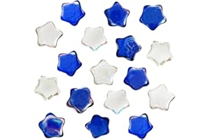 HappyFiller Glass Gems Stars Pebbles Clear,Dark Blue Mix for Aquarium Rocks Decorations,Fish Tank,Fountain Decorative Stones,Vase Filler Candle Holder Decor,Crafts,Fairy Garden,2 LB