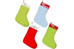 GYGOT 4 Pack Grinchs Christmas Stocking,18 Inch Large Grinchs Stockings Christmas Whoville Decorations for Family Holiday Party Decor, Green,red,blue (ZYGRST02)