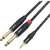 DISINO 1/8 Inch TRS Stereo to Dual 1/4 inch TS Mono Y-Splitter Cable 3.5mm Aux Mini Jack Stereo Breakout Cable Path Cords - 3