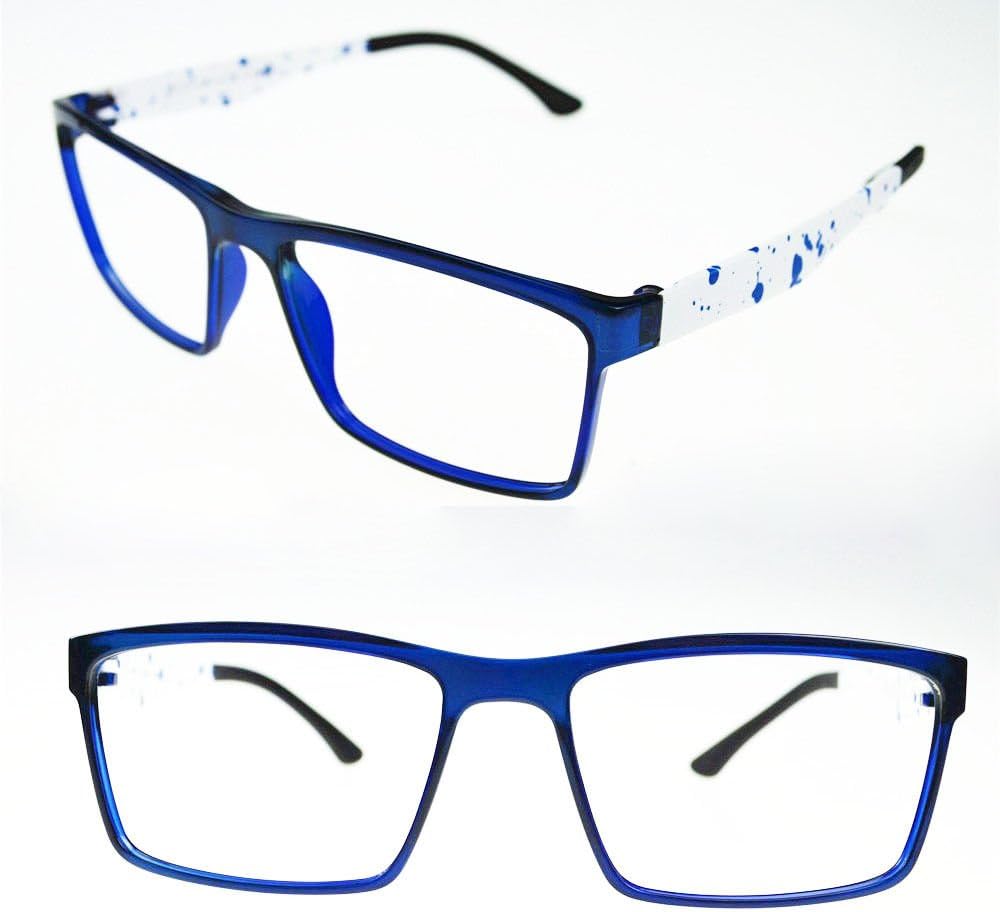 Safety Glasses : Memory ULTEM Flexible Myopia Glasses Men Women Optical Eyeglass Frame Eyewear Rx (Blue+White)