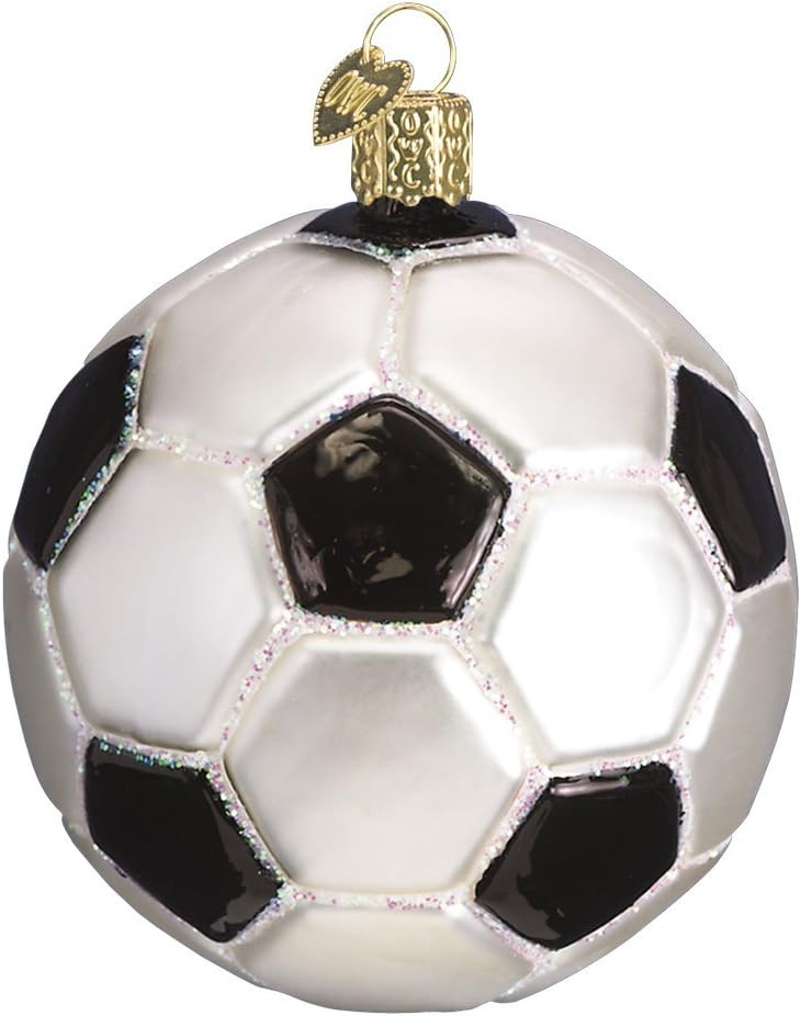 Ornaments - Old World Christmas 2020 Christmas Ornament Soccer Ball Glass Blown Ornament for Christmas Tree