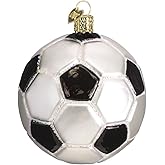 Old World Christmas Soccer Ball Glass Blown Ornament for Christmas Tree, Handcrafted Holiday Decoration, Sport Collection