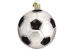 Old World Christmas Soccer Ball Glass Blown Ornament for Christmas Tree, Handcrafted Holiday Decoration, Sport Collection