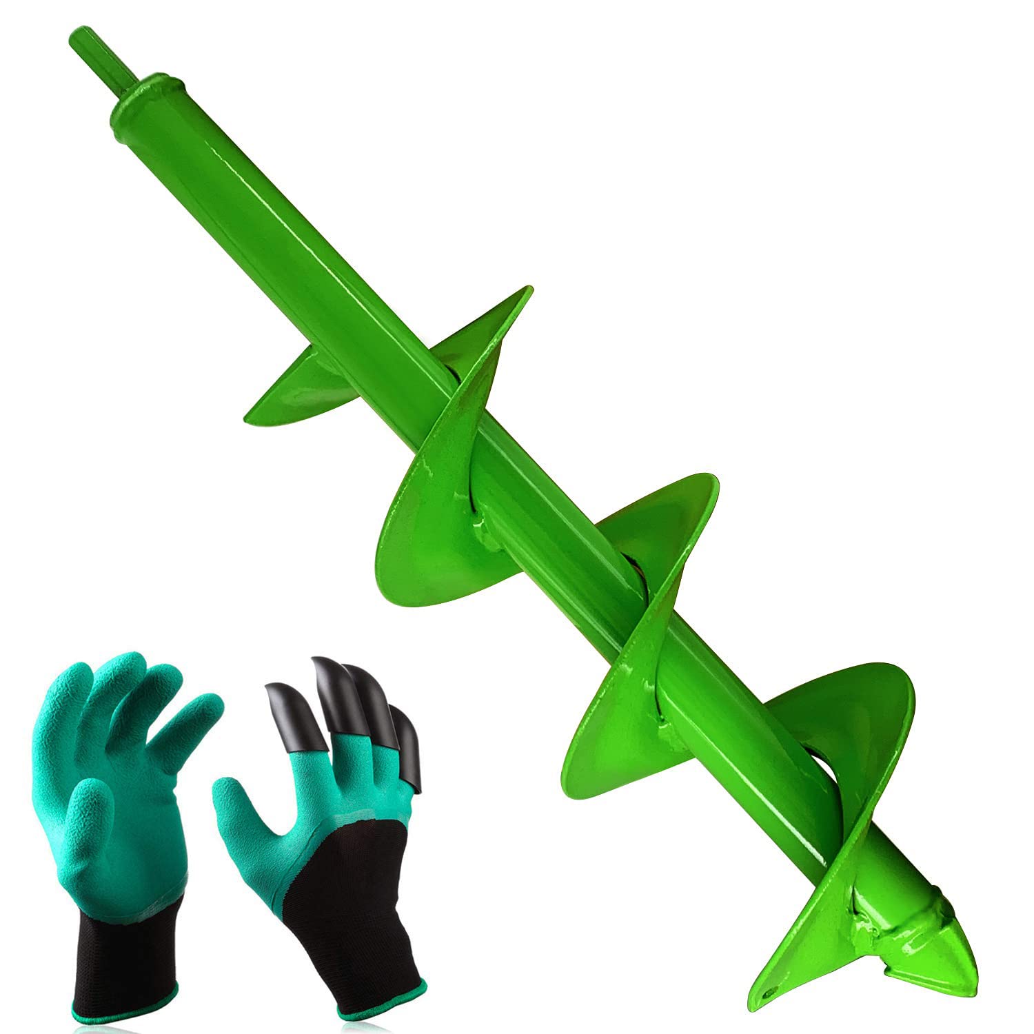 【Reinforced】10 x 40cm Garden Auger Drill Bit for Planting, Fence Post Auger Hole Digger, Bulb Planter Tool, Made of High-Strength Cast Steel, Used to Dirt/Hard Soil/Clay for 10mm Hex Driver Drill