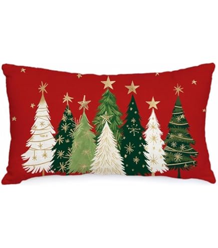 ARGOOFG Fundas De Almohada De Navidad Para Exteriores De 20 X 20 Pulgadas, Decoraciones De Navidad Para Exteriores, Decoración De árbol De Navidad, Fundas De Almohada Blancas De Navidad, Almohadas