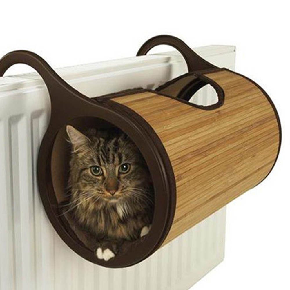 Rosewood Bamboo Cat Radiator Bed, Premium 27cm Wide x 48cm Deep x 40cm Tall, Comfy Padding, Stylish and Warm Cat Bed for Radiator Mounting