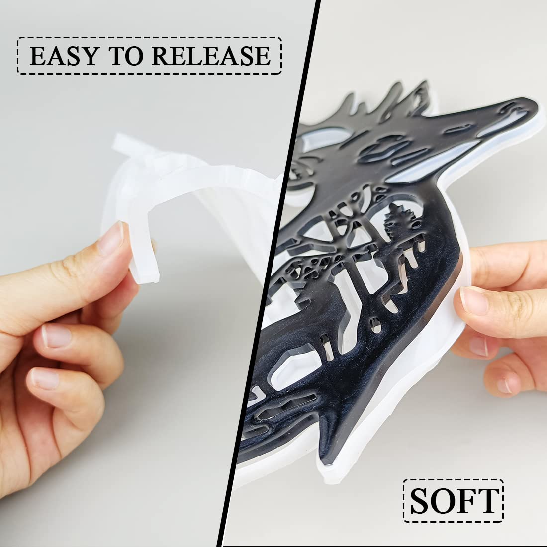 Deer Wall Hanging Resin Silicone Mold, Deer Antlers Epoxy Casting Mold for Wall Decor, DIY Christmas Elk Door Art Home Party Unique Decoration