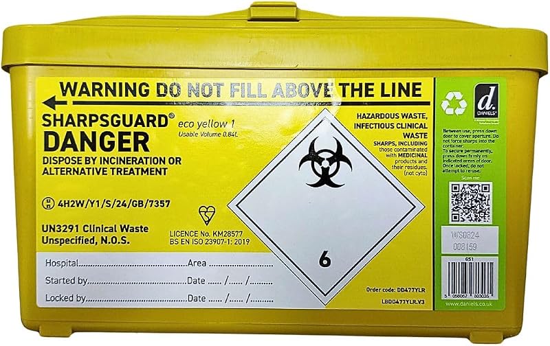 Sharpsguard Sharps Bin 1 Litre Yellow DD477YLR
