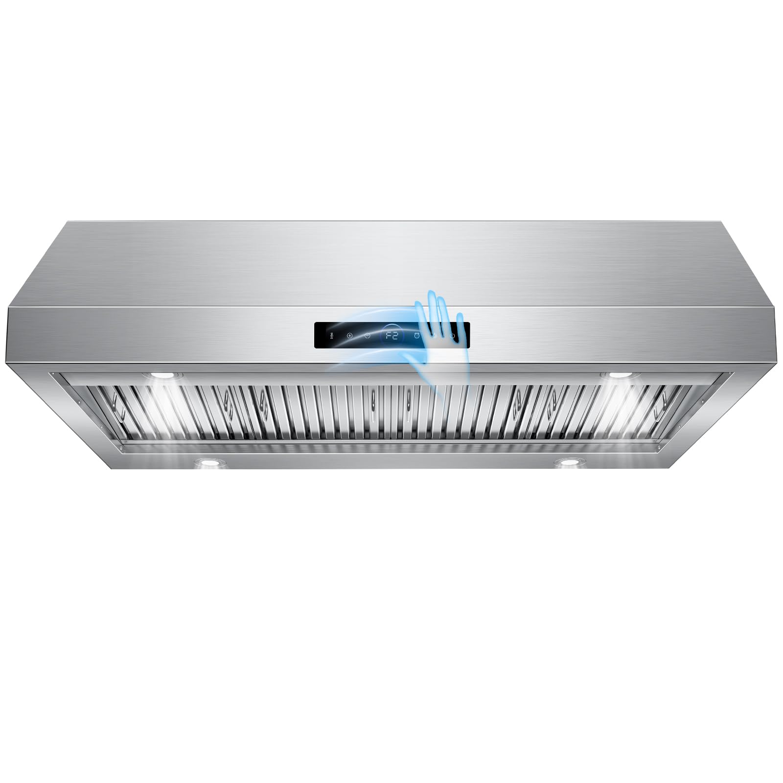 Photo 1 of **PRODUCT NOT REVIEWED**
**UNTESTED** 48 inch Under Cabinet Range Hood 1500 CFM with 4-Speed Gesture Sensing & Touch Control, Stainless Steel Kitchen Stove Vent Hoods with 4 LED lights, Time Setting, Dishwasher-Safe Baffle Filters