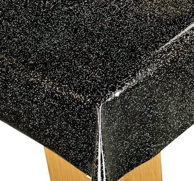 Karina Home Glittery Glitter Black Wipe Clean Tablecloth Vinyl PVC (Black, 300cm x 140cm)