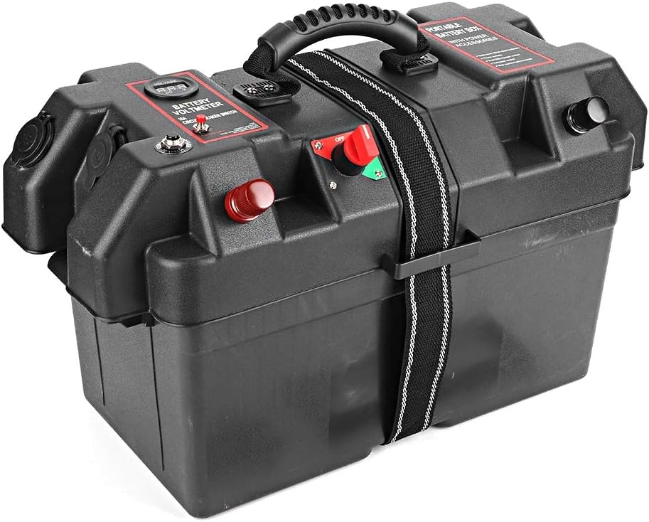 Qiilu Battery Box, Plastic Trolling Motor Power Center Station Battery Box USB & 12V Port.-for power center - Image 3