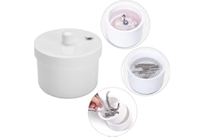 SONEW Box, Portable Round shape Disinfection Box with Lid for Cleaning Metal Nail Art Tools Manicure Accessories