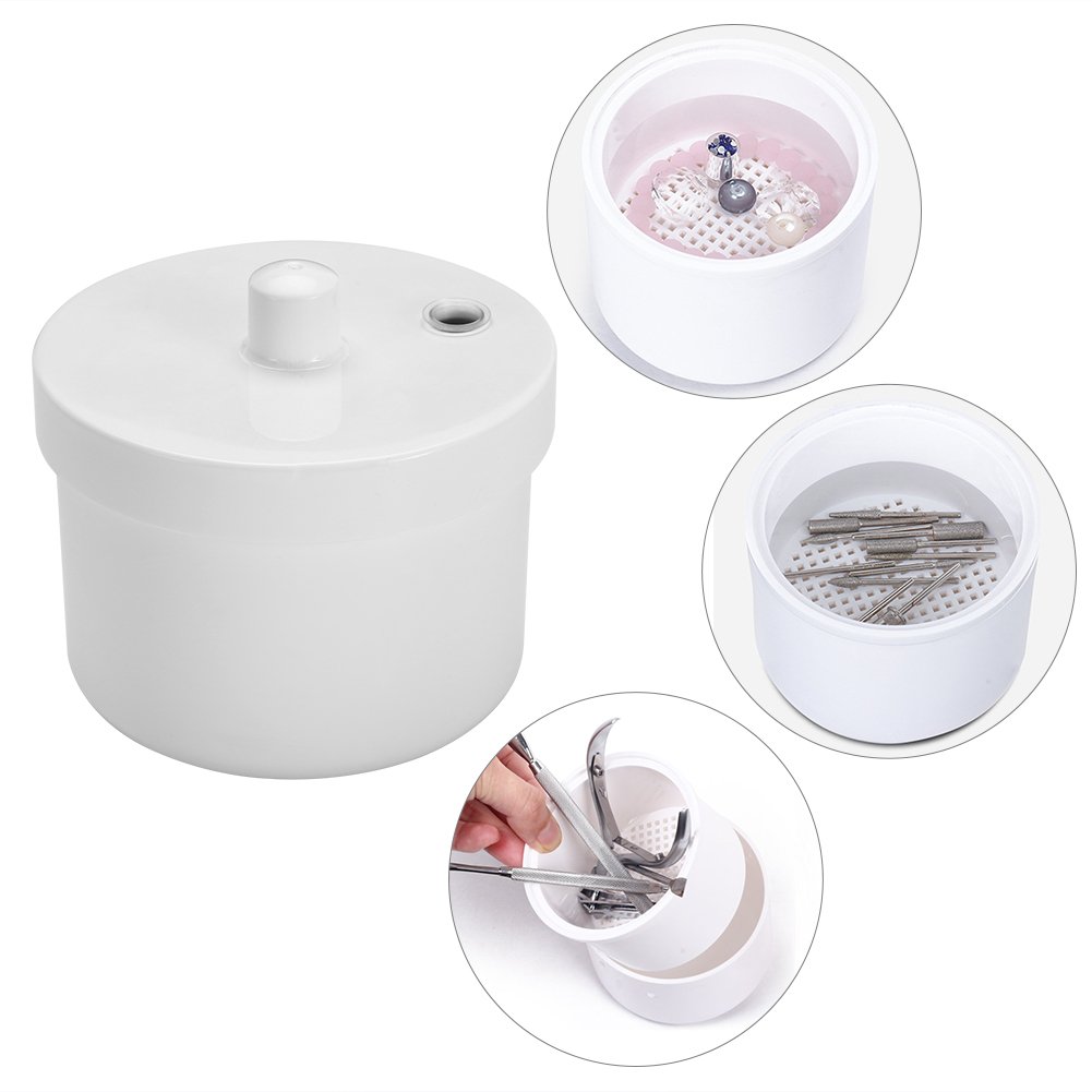 Cimenn Nail Art Sterilizer, Disinfection Round Box Sterilizer Pot Clean Jar, Metal Tools Manicure Accessories for Nail Art, for Professional Salon Use and Home