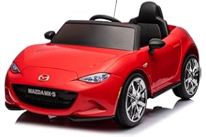 BKIRNP 12V Ride On Car, Licensed Mazda MX-5 Electric Car for Kids with Parent Remote Control, Lights, Music, 4-Wheel Ride on Toys (Red)