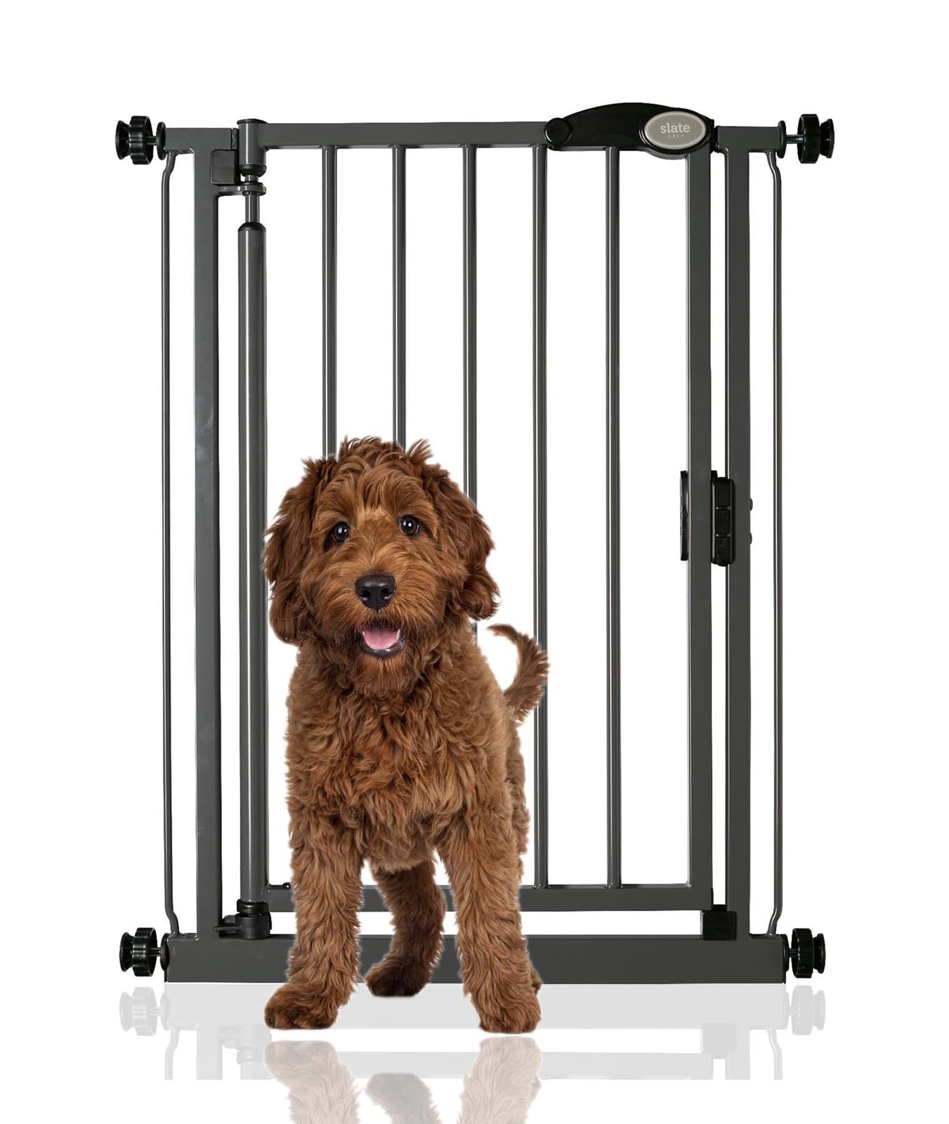 Bettacare Auto Close Pet Gate, 68.5cm - 75cm, Slate Grey, Narrow Pressure Fit Stair Gate for Dog & Puppy, Safety Barrier for Narrow Doors Hallways and Spaces, Easy Installation