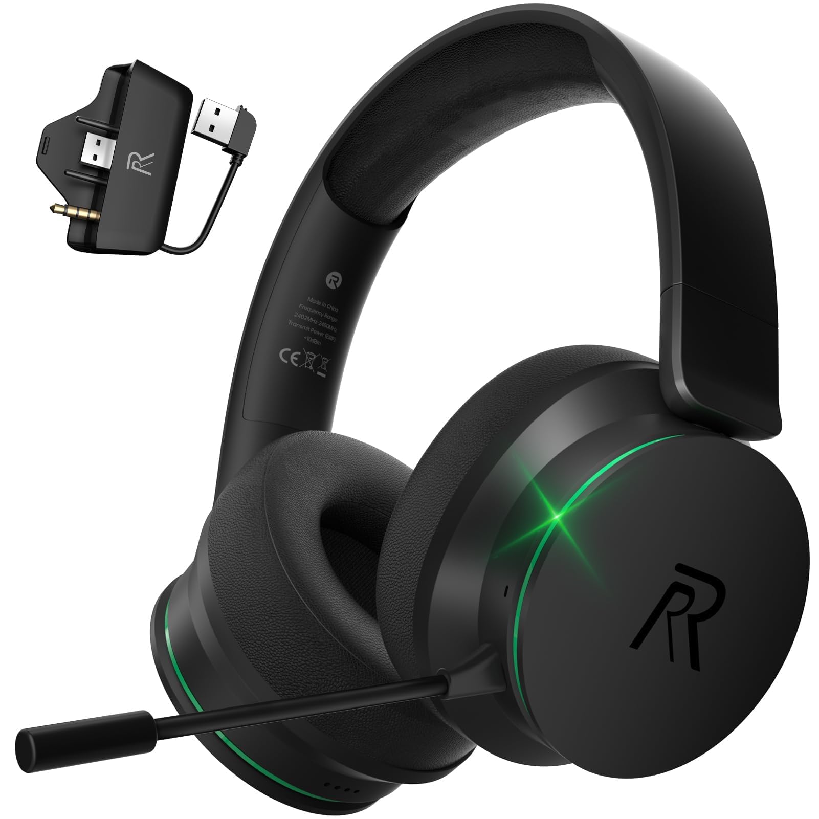 Wireless Gaming Headset for Xbox Series X|S, Xbox One, PS5, PS4, Blackgreen | Bluetooth 5.3, 3D Surround Sound, Rotatable Ear