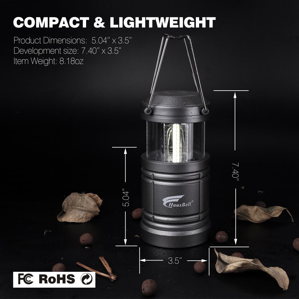 2 Pack Camping Lantern with 6 AA Batteries - Magnetic Base -Hausbell Portable Collapsible LED Camping Lantern Flashlights -Survival Kit for Emergency,Collapsible, Waterproof, Shockproof LED Lantern