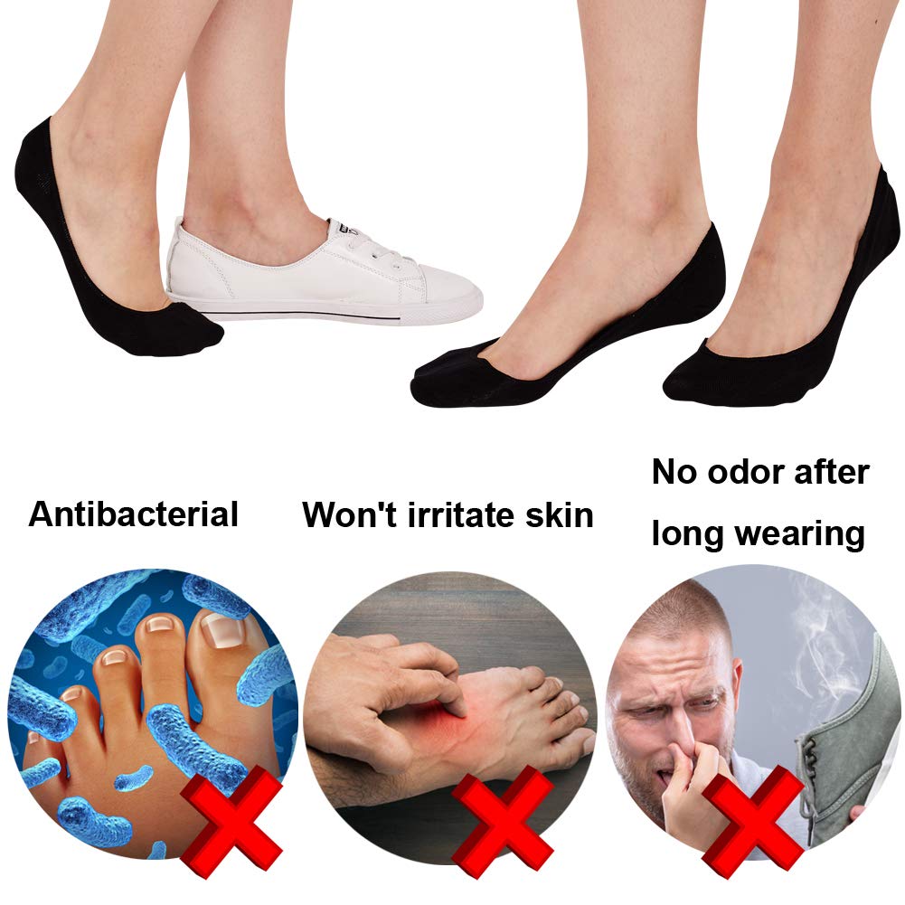 QING 4 to 8 Pairs Ultra Low Cut No Show Socks Women Invisible for Flats