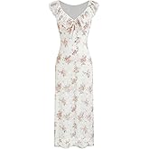 CIDER Women's Summer Floral Wedding Guest Dress Formal Ruffle Cocktail Dresses Cute V Neck Maxi Dress Elegant Outfits